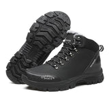Men's Boots Waterproof Leather Sneakers Super Warm Military Outdoor Hiking Winter Work Shoes Mart Lion Black-1 39 