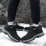 Winter Men's Boots Plush Leather Waterproof Sneakers Climbing Shoes Unisex Women Outdoor Non-slip Warm Hiking MartLion   