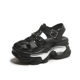 Thick Soles Roman Sandals Women Summer Outside Wear Hollowed Out Breathable Shoes Platform Mart Lion black 34 