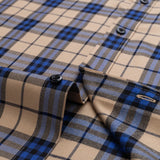 Men's  Modal Cotton Striped Plaid Dress Shirt Without Pocket Stylish Casual Standard-fit Long Sleeve Gingham Shirts MartLion   