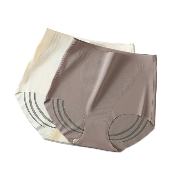 Women's Underwear Seamless  Waist Panties Tummy  Panties Hip Lift Body Shaper Panty Large Size Female Underpants MartLion BEIGE BROWN-2pcs XL(65-75KG) two-piece