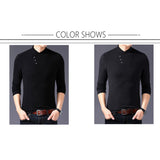 Spring Slim Fit T Shirt Men's Cotton Long Sleeve Irregular Collar Solid Color Clothes Mart Lion   