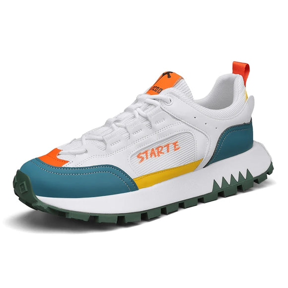 Breathable Casual Shoes All Season Trendy Sneakers Non-slip Running Tide Men's Shoes MartLion white orange 39 