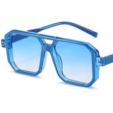 Candy Color Sunglasses Unisex Double Beam Anti-UV Spectacles Square Eyeglasses Google MartLion Blue as picture 