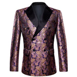 Men's Luxury Blazer Party Wedding Dress Jacket Suit Gold Thread Slim Dress Suit Barry Wang Mart Lion   