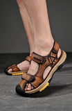 Summer Genuine Leather Men's Sandals Design Breathable Casual Shoes Soft Bottom Outdoor Beach Sandals Mart Lion   