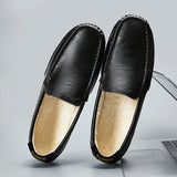 Driving Leather Men's Shoes Luxury Trendy Casual Slip on Formal Loafers Moccasins Black Sneakers MartLion   