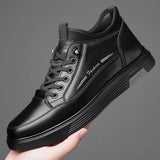 Men  Increasing Shoes Invisible Inner Increasing Single Shoes Men Casual Plus Velvet Cotton Shoes MartLion Black1 44 