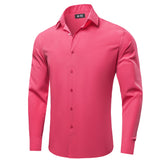 Hi-Tie Orange Silk Men's Shirts Solid Formal Lapel Long Sleeve Blouse Suit Shirt for Wedding Breathable MartLion CY-1696 S 