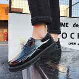 Black Shoes Men's Glitter Leather Casual Men's Classic Shoes Platform Footwear Zapatos Hombres MartLion   