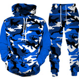Men's Camouflage Printing Hoodies Set Tracksuit 2 Pieces Sweatshirt Sweatpants Suit Casual Clothing Autumn Outfit MartLion CL3262-2 S 