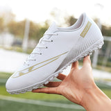 Men's Soccer Shoes Kids Football Ankle Boots Children Leather Soccer Training Sneakers Outdoor Cleats Mart Lion see chart 5 38 
