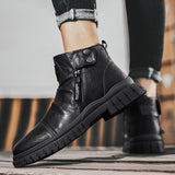 Off-Bound Autumn Men's Ankle Boots Tooling Desert British Punk Zip Chelsea Motorcycle High-cut Shoes Mart Lion   