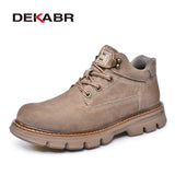 Men's Boots Genuine Leather Soft Sole Autumn Winter Ankle Boots Classical Outdoor Casual Shoes MartLion Khaki 6.5 