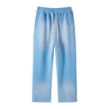 Thick Fleece Sport Pants Men  Washed Drawstring Waist  Track Pant MartLion L Sky Blue 