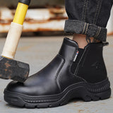 Leather Boots Men's Safety Shoes Waterproof Work Steel Toe Puncture-Proof Indestructible Shoes MartLion   
