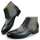 Luxury Men's Ankle Boots British Style Shoes Genuine Leather Denim Classic Gentleman Elegant MartLion Blue 39 