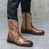 Men's Winter Crocodile Pattern Boots Trends Embroider Versatile Comfort Soft Sole Driving MartLion   