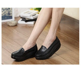 Women's shoes Genuine leather nurse shoes rocking platform casual slope heel work MartLion   