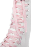 Women's Mid Sleeve Front Lace Up Side Zipper Tassel Boots Men's and Women's Four Seasons Versatile Canvas Shoes MartLion pink 43 