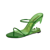 Spring Show Teeth Shaped Heel Women's High Heel Slippers Show Style Slope Heel Open Toe MartLion   