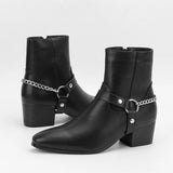 Men's Boots Black High Heel MartLion   