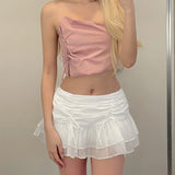 Skirt Mesh Perspective Pleated Mini Skirt Waist Casual Mini Dresses Street Nightclub Summer Women's Short Skirt MartLion   