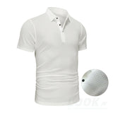 Tall Men's Golf Shirt Lop-up Hollow Short-sleeved Shirt MartLion White EUR S  -50-65kg 