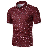 Men's Short Sleeve Polo Shirt Floral Pattern Digital Printing Top Streetwear Casual Shirt MartLion Red L CHINA