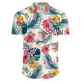 Flower Casual Men's Shirts Print With Short Sleeve For Korean Clothing Floral MartLion E01-JDCS05717 XS 