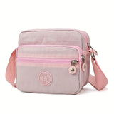 Simple Portable Square Shoulder Bag Zipper All-Match Crossbody  Solid Color Canvas Travel MartLion Pink  