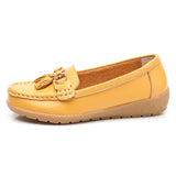 Spring Autumn Women Genuine Leather Loafers Flats Moccasins Shoes Casual Ladies Black MartLion Yellow 41 