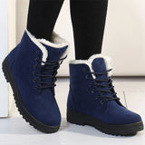 Women Boots Warm Fur Ankle Boots For Women Winter Shoes With Snow Boots Winter Botas MartLion Blue 35 