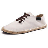 Canvas Shoes Men's Flat Casual Loafers Breathable Hemp Lazy Cool Young Footwear Slip-on Cloth Black MartLion Beige 10.5 