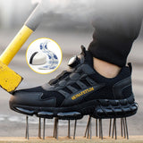 Breathable Mesh Safety Shoes Men's Rotating Buttons Work Sneakers Steel Boots Protective Puncture-Proof MartLion   