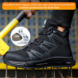  anti puncture high top boots work breathable work shoes with Steel Toe Safety Women Men's Work Sneakers MartLion - Mart Lion