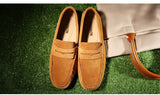 Classic Style Spring Autumn Moccasins Men's Loafers Genuine Leather Shoes Suede Flats Lightweight Driving Mart Lion   