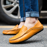 Genuine Leather Men's Casual Shoes Luxury Brand Loafers Moccasins Light Breathable Slip on Boat Zapatos Hombre Mart Lion   