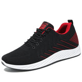Men's Breathable Sneakers Spring Summer Shoes Lace Up Mesh Trend Style Zapatos De Hombre Driving MartLion black red 39 