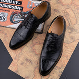 Printing Formal Men's Shoe Genuine Leather Evening Party Office Classic Model Oxford Lace Up Formal Office Dress Shoe MartLion   