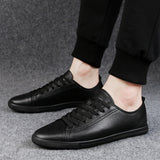 Men's Leather Shoes Hollow Out Sneakers Casual Footwear Lace Up Mart Lion   