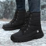 Men's Snow Boots Warm Plush  Ankle Long Fur Waterproof Footwear Lace Up Outdoor Casual Shoes Unisex MartLion   