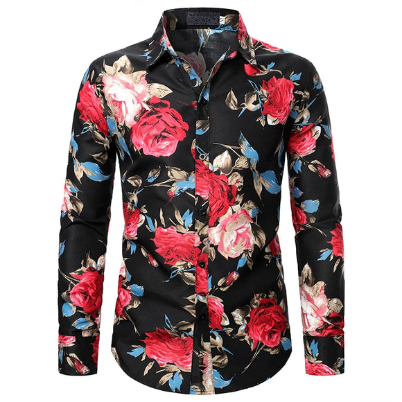  Hawaiian Masculina Shirt 3d Print Flowers Tops Casual Men's Dress Shirts Long Sleeve Camisa Y2k Clothing MartLion - Mart Lion