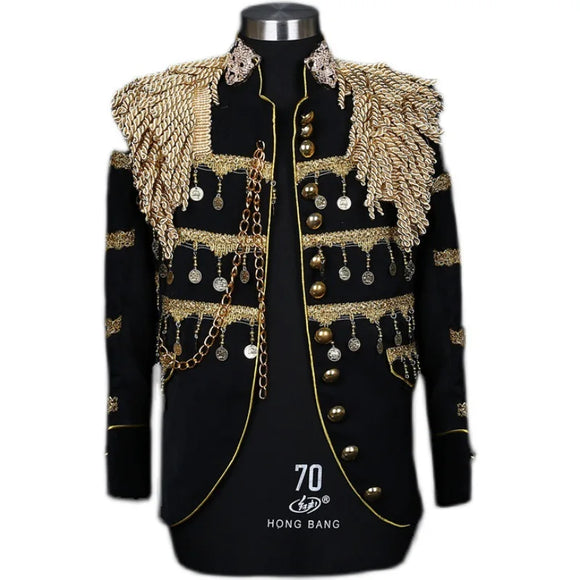 Men's Steampunk Jacket Victorian Vintage Coat Cosplay Nightclub Singer Top Outfit MartLion   