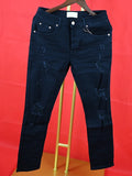 Purple  Jeans Black Label Tinted American Street Destroy Wash Repair Low Raise Skinny Denim Jeans MartLion   