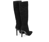 Liyke Autumn Winter Black Women Knee High Boots Pointed Toe Stiletto Heels Ladies Party Zip Long Shoes Mart Lion   