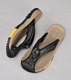 Summer Men's Flip-Flops Genuine Leather Anti-Slip Beach Slippers Sandals Anti-collision Toe Mart Lion   