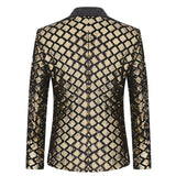 Men's Luxurious Sequin Plaid Suit Jacket Gold Silver Singer Host Stage Party Loose Dress Coats blazers MartLion   