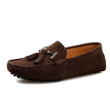 Genuine Leather Tassels Loafers Men's Casual Shoes Moccasins Slip on Flats Driving Mart Lion Brown 38 