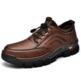 Genuine leather men's shoes Outdoor casual mountaineering Comfortable casual MartLion dark brown 38 